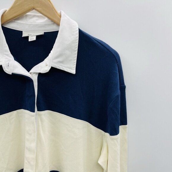 On 34th Womens Size Large Long Sleeve Colorblocked Rugby Dress in Blue/Cream $59 - Picture 3 of 7